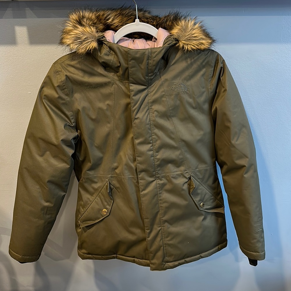 The North Face Girls Olive Green Jacket Size Large 12/14